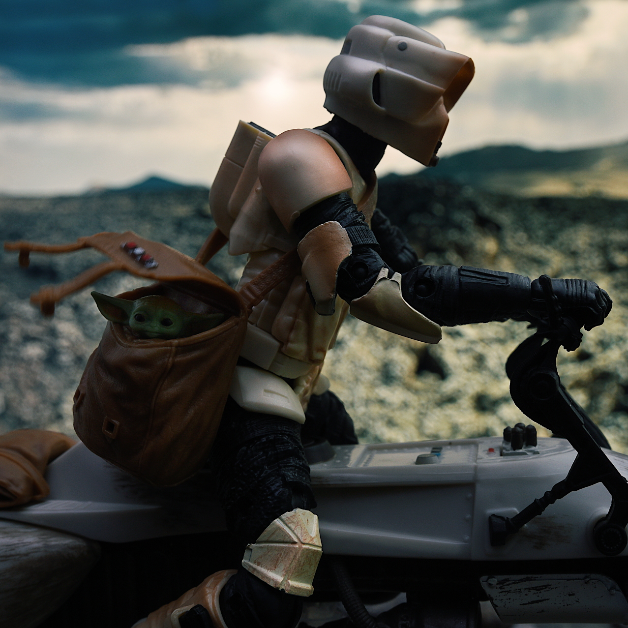 star wars the power of the force speeder bike with scout trooper